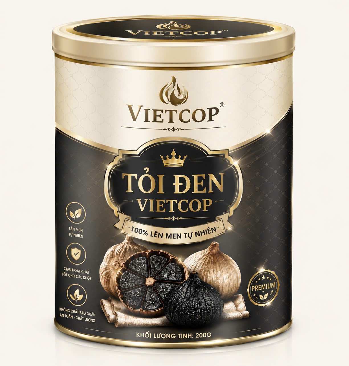 Tỏi Đen VIETCOP - 100% Lên Men Tự Nhiên (Hộp 200g)